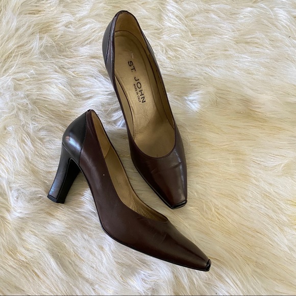 St. John Brown Patent Leather Kitten Heels Size 9 - Picture 1 of 10